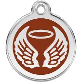 Red Dingo Angel Wings Brown roestvrijstalen hondenpenning large/groot dia. 3,8 cm