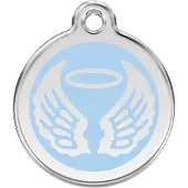 Red Dingo Angel Wings Light Blue roestvrijstalen hondenpenning medium/gemiddeld dia. 3 cm