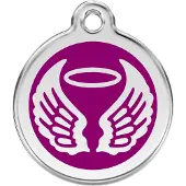 Red Dingo Angel Wings Purple roestvrijstalen hondenpenning large/groot dia. 3,8 cm