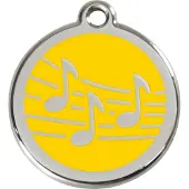 Red Dingo Music Yellow roestvrijstalen hondenpenning medium/gemiddeld dia. 3 cm