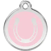 Red Dingo Horse Shoe Pink roestvrijstalen hondenpenning small/klein dia. 2 cm