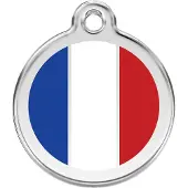 Red Dingo French Flag roestvrijstalen hondenpenning large/groot dia. 3,8 cm
