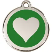 Red Dingo Heart Green roestvrijstalen hondenpenning medium/gemiddeld dia. 3 cm