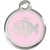 Red Dingo Fish Pink roestvrijstalen kattenpenning small/klein dia. 2 cm