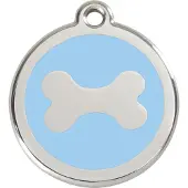 Red Dingo Bone Light Blue roestvrijstalen hondenpenning small/klein dia. 2 cm