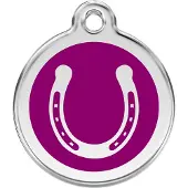 Red Dingo Horse Shoe Purple roestvrijstalen hondenpenning small/klein dia. 2 cm