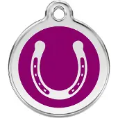 Red Dingo Horse Shoe Purple roestvrijstalen hondenpenning large/groot dia. 3,8 cm