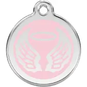 Red Dingo Angel Wings Pink roestvrijstalen hondenpenning medium/gemiddeld dia. 3 cm