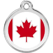 Red Dingo Canadian Flag Red roestvrijstalen hondenpenning small/klein dia. 2 cm