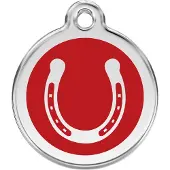 Red Dingo Horse Shoe Red roestvrijstalen hondenpenning large/groot dia. 3,8 cm