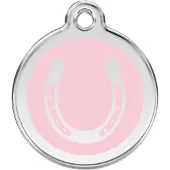 Red Dingo Horse Shoe Pink roestvrijstalen hondenpenning large/groot dia. 3,8 cm