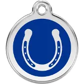 Red Dingo Horse Shoe Navy roestvrijstalen hondenpenning medium/gemiddeld dia. 3 cm