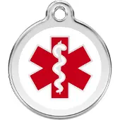 Red Dingo Medical roestvrijstalen hondenpenning small/klein dia. 2 cm