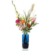 Driesprong Collection Zijdebloem boeket mix rood/oranje/roze kunstplant excl. vaas