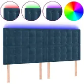 vidaXL Hoofdbord LED 180x5x118/128 cm fluweel donkerblauw