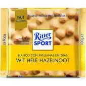 Ritter Sport - Chocolade wit-hele hazelnoot 100gr | 10 stuks