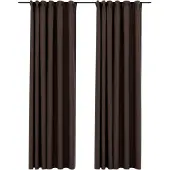 vidaXL Gordijnen linnen-look verduisterend haken 2 st 140x225 cm taupe