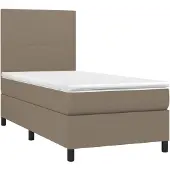 vidaXL Boxspring met matras en LED stof taupe 80x200 cm