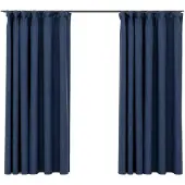 vidaXL Gordijnen linnen-look verduisterend haken 2 st 140x175 cm blauw