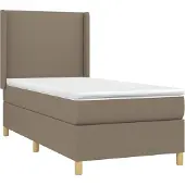 vidaXL Boxspring met matras stof taupe 90x200 cm
