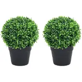 vidaXL Kunstplanten met pot 2 st buxus bolvorming 32 cm groen