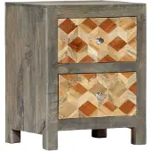 vidaXL Nachtkastje 40x30x50 cm massief mangohout grijs