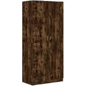 vidaXL Garderobekast, gerookt eikenfineer, 90x52x200 cm, houtvezelplaat