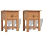 vidaXL Nachtkastjes 2 st 36x30x47 cm massief eikenhout