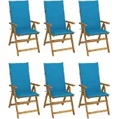 vidaXL Klapstoelen, 6 stuks, met kussens, gemaakt van massief acaciahout