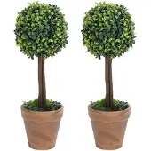 vidaXL Kunstplanten met pot 2 st buxus bolvorming 41 cm groen