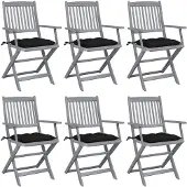 vidaXL Tuinstoelen 6 st inklapbaar met kussens massief acaciahout