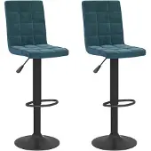 vidaXL Barkrukken 2 st fluweel blauw
