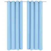 vidaXL Gordijnen met metalen ringen verduisterend 135x175 turquoise 2 st