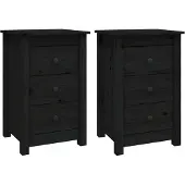 vidaXL Nachtkastjes 2 st 40x35x61,5 cm massief grenenhout zwart