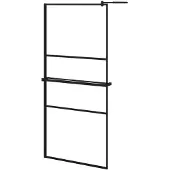 vidaXL Inloopdouchewand met schap 90x195 cm ESG-glas aluminium zwart