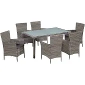 vidaXL Tuinset poly rattan en glas grijs 13-delig online kopen