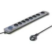 Qoltec Serie - Overspanningsbeveiliging Stekkerdoos - 8 Stopcontacten - 3m - Grijs