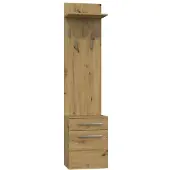 Top E Shop Duo Artisan - Halmeubelset - Schoenenkast met kapstok - Met lade en kastje - 5 haken met plank - Eiken Artisan