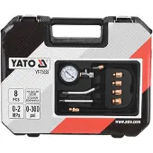 YATO Compressietester Set voor Benzinemotoren - 8-Delig - Drukmeter 0-300 PSI / 0-2 MPa - Met M10, M12, M14 & M18 Messing Adapters, Drukpijpen & Flexibele Slang 50 cm - Motordiagnose Tester in Koffer