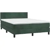 vidaXL Boxspring met matras fluweel donkergroen 140x200 cm