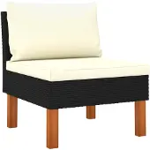 vidaXL Middenbank poly rattan en massief eucalyptushout