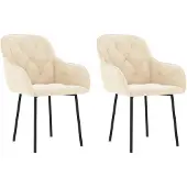 vidaXL Eetkamerstoelen 2 st fluweel crèmekleurig
