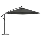 vidaXL Zweefparasol met LED-verlichting metalen paal 350 cm antraciet