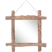 vidaXL Spiegel houtblokken70x70 cm gerecycled teakhout naturel