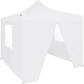 vidaXL Partytent met 4 zijwanden inklapbaar 3x3 m staal wit