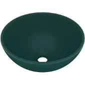 vidaXL Wastafel rond 32,5x14 cm keramiek mat donkergroen