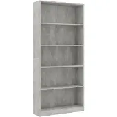 vidaXL Boekenkast met 5 schappen 80x24x175 cm bewerkt hout betongrijs