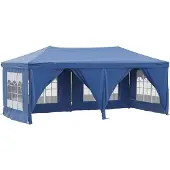 vidaXL Partytent inklapbaar met zijwanden 3x6 m blauw