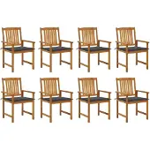 vidaXL Tuinstoelen met kussens, 8 stuks, massief acaciahout