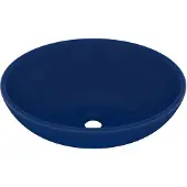 vidaXL Wastafel ovaal 40x33 cm keramiek mat donkerblauw